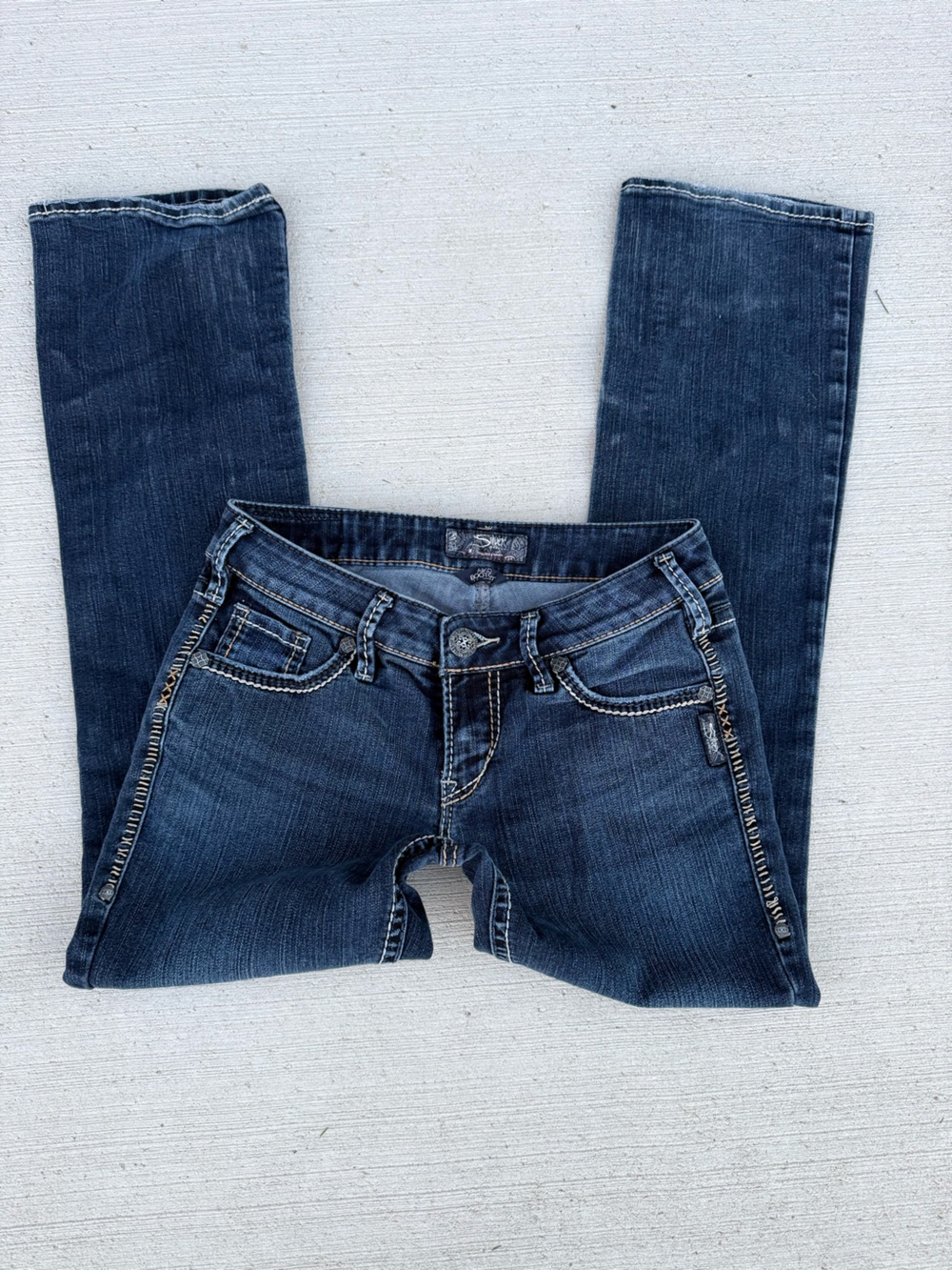 Silver Y2K vintage Aiko Dark Blue Lowrise bootcut Women's Denim Jeans